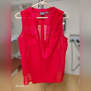 Covington Sheer Red Sleeveless Blouse